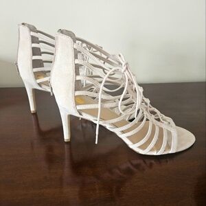 Cream Strappy Heels Gladiator Style